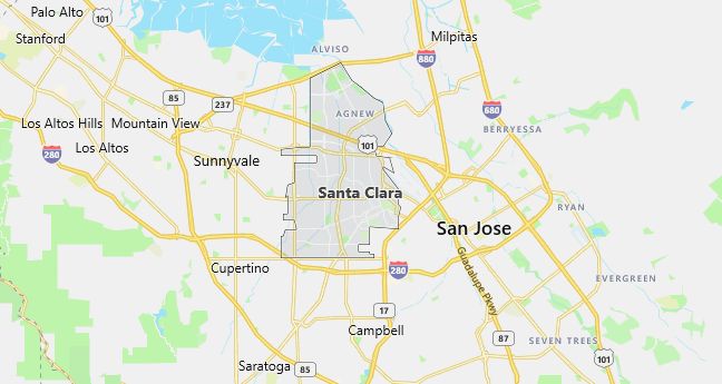 Map of Santa Clara, CA