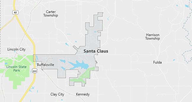 Map of Santa Claus, IN