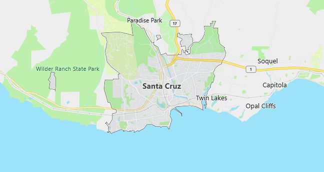 Map of Santa Cruz, CA