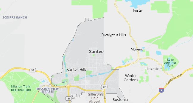 Map of Santee, CA