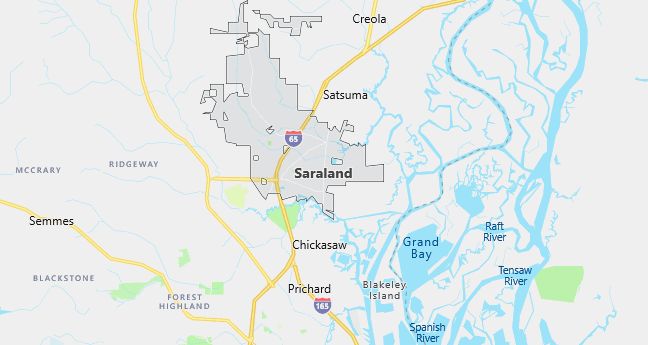 Map of Saraland, AL