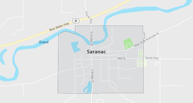 Map of Saranac, MI