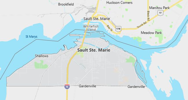 Map of Sault Sainte Marie, MI