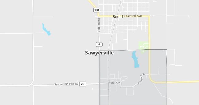 Map of Sawyerville, IL