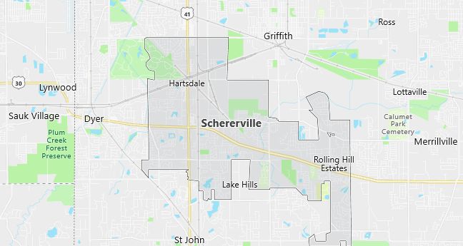 Map of Schererville, IN