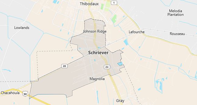 Map of Schriever, LA