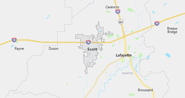 Map of Scott, LA