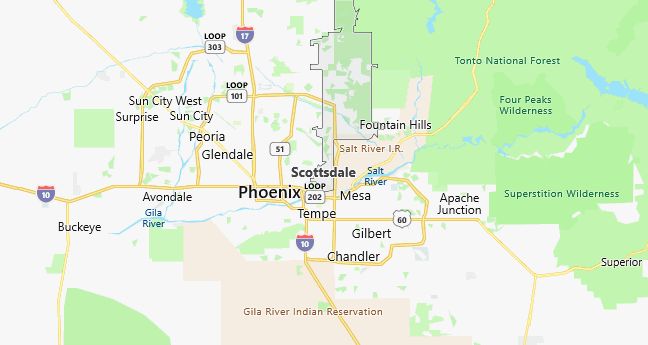 Map of Scottsdale, AZ