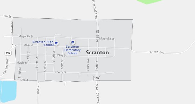 Map of Scranton, AR