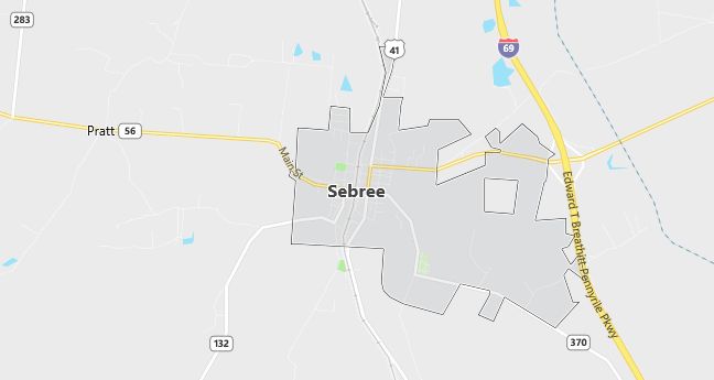 Map of Sebree, KY