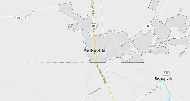 Map of Selbyville, DE