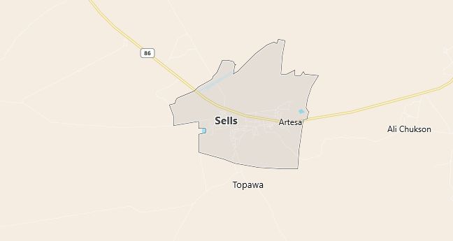 Map of Sells, AZ