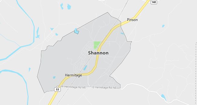 Map of Shannon, GA