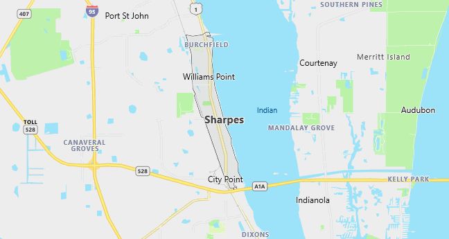 Map of Sharpes, FL