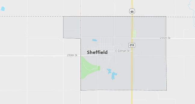 Map of Sheffield, IA