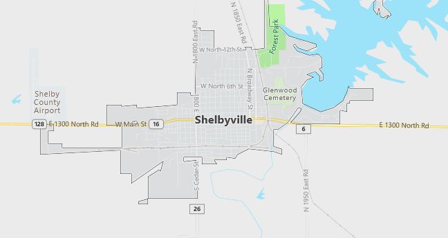 Map of Shelbyville, IL