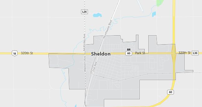 Map of Sheldon, IA