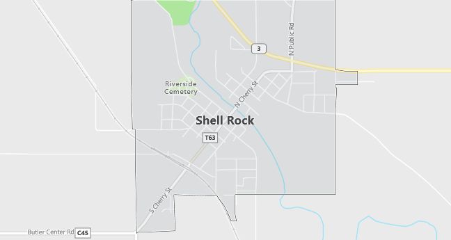 Map of Shell Rock, IA