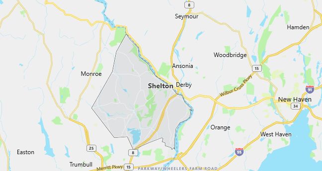 Map of Shelton, CT