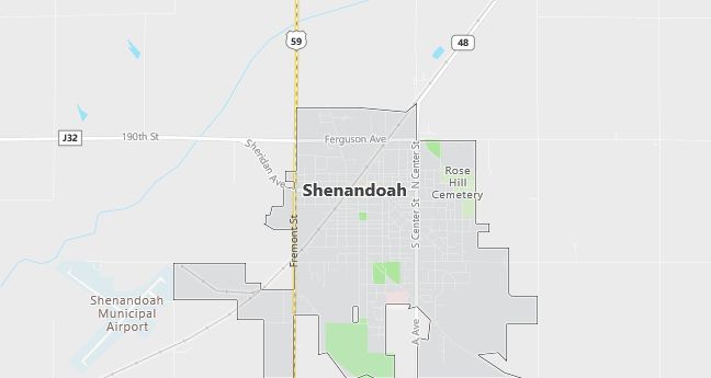 Map of Shenandoah, IA