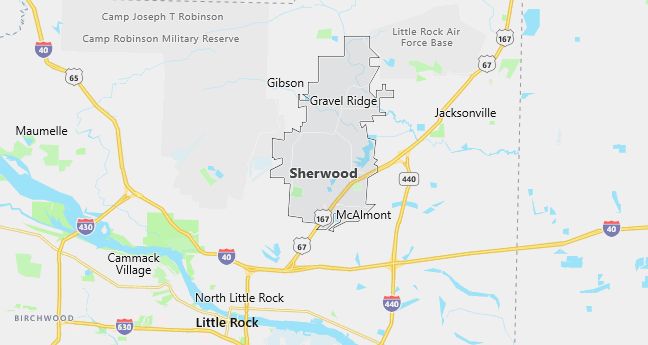 Map of Sherwood, AR