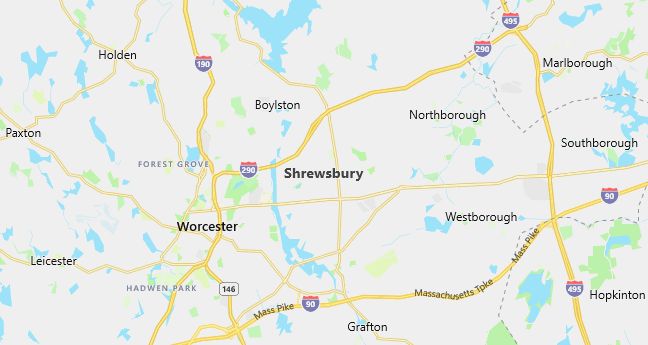 Map of Shrewsbury, MA