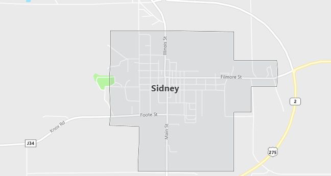 Map of Sidney, IA