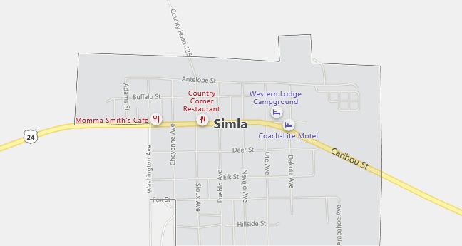 Map of Simla, CO