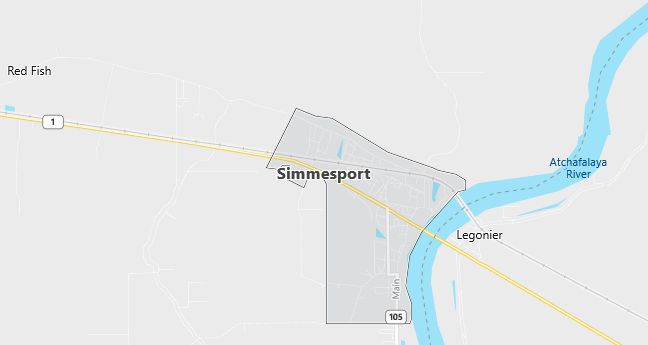 Map of Simmesport, LA