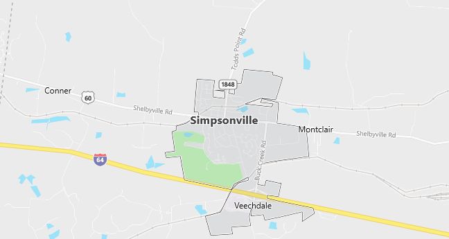 Map of Simpsonville, KY