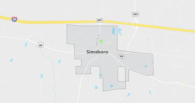 Map of Simsboro, LA