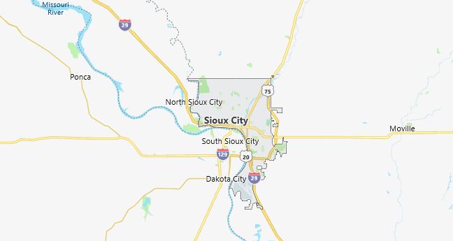 Map of Sioux City, IA