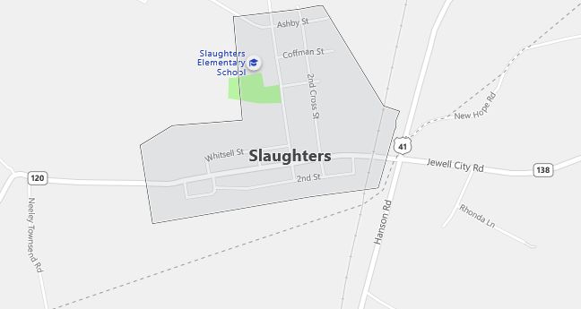 Map of Slaughters, KY