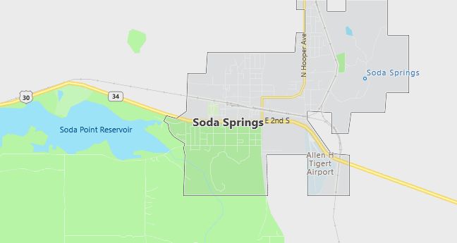 Map of Soda Springs, ID