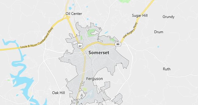 Map of Somerset, KY