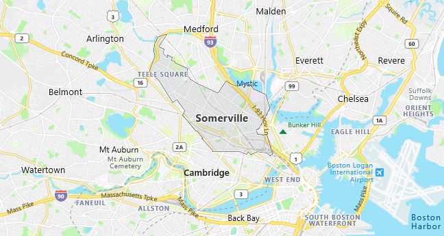 Map of Somerville, MA