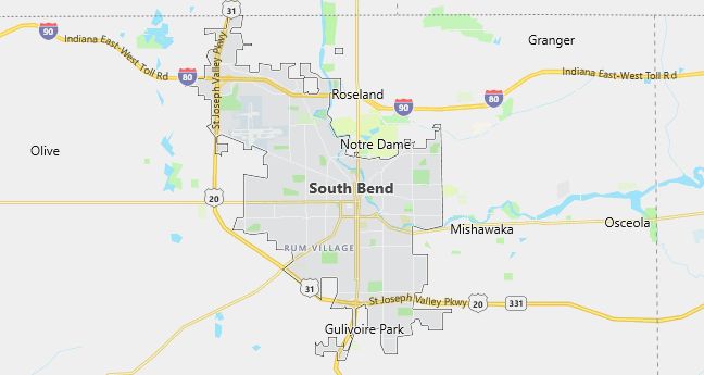 Map of South Bend, IN