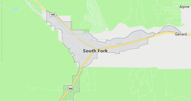 Map of South Fork, CO