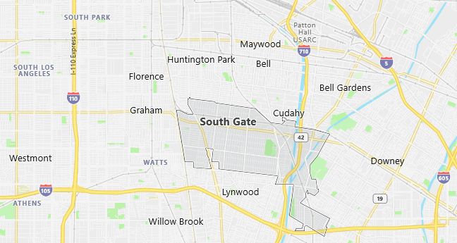 Map of South Gate, CA