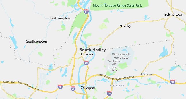 Map of South Hadley, MA