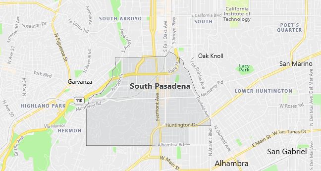 Map of South Pasadena, CA