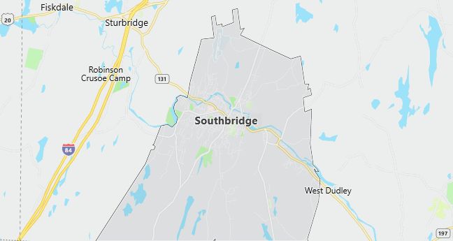 Map of Southbridge, MA