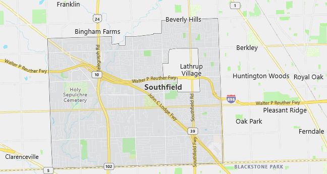 Map of Southfield, MI