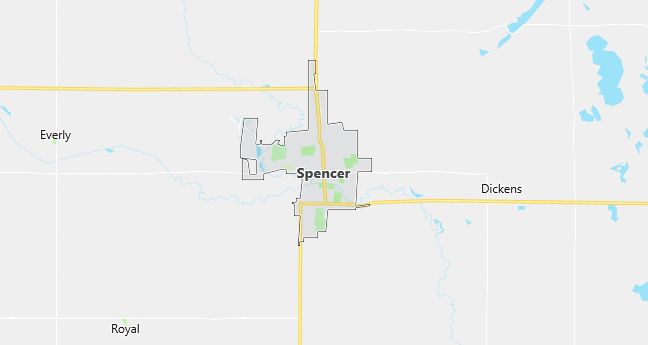 Map of Spencer, IA