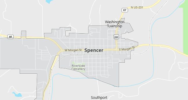 Map of Spencer, IN