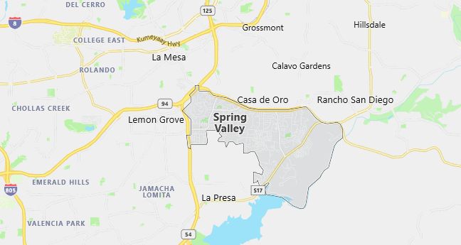 Map of Spring Valley, CA