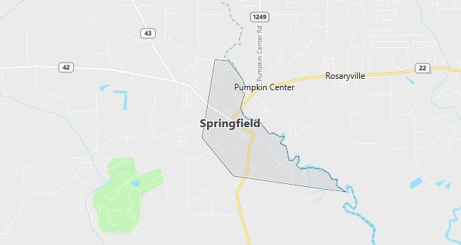 Map of Springfield, LA