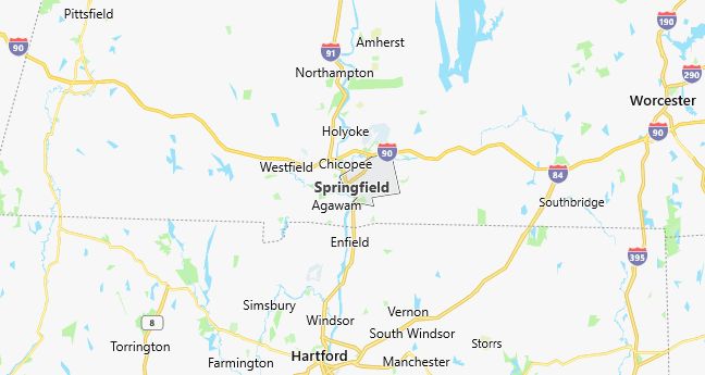 Map of Springfield, MA