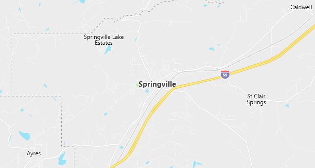 Map of Springville, AL