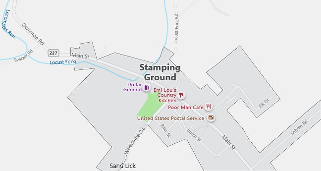 Map of Stamping Ground, KY